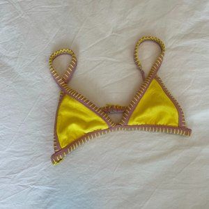 💎 ELLEJAY // Yellow and Pink Bikini Top, XS